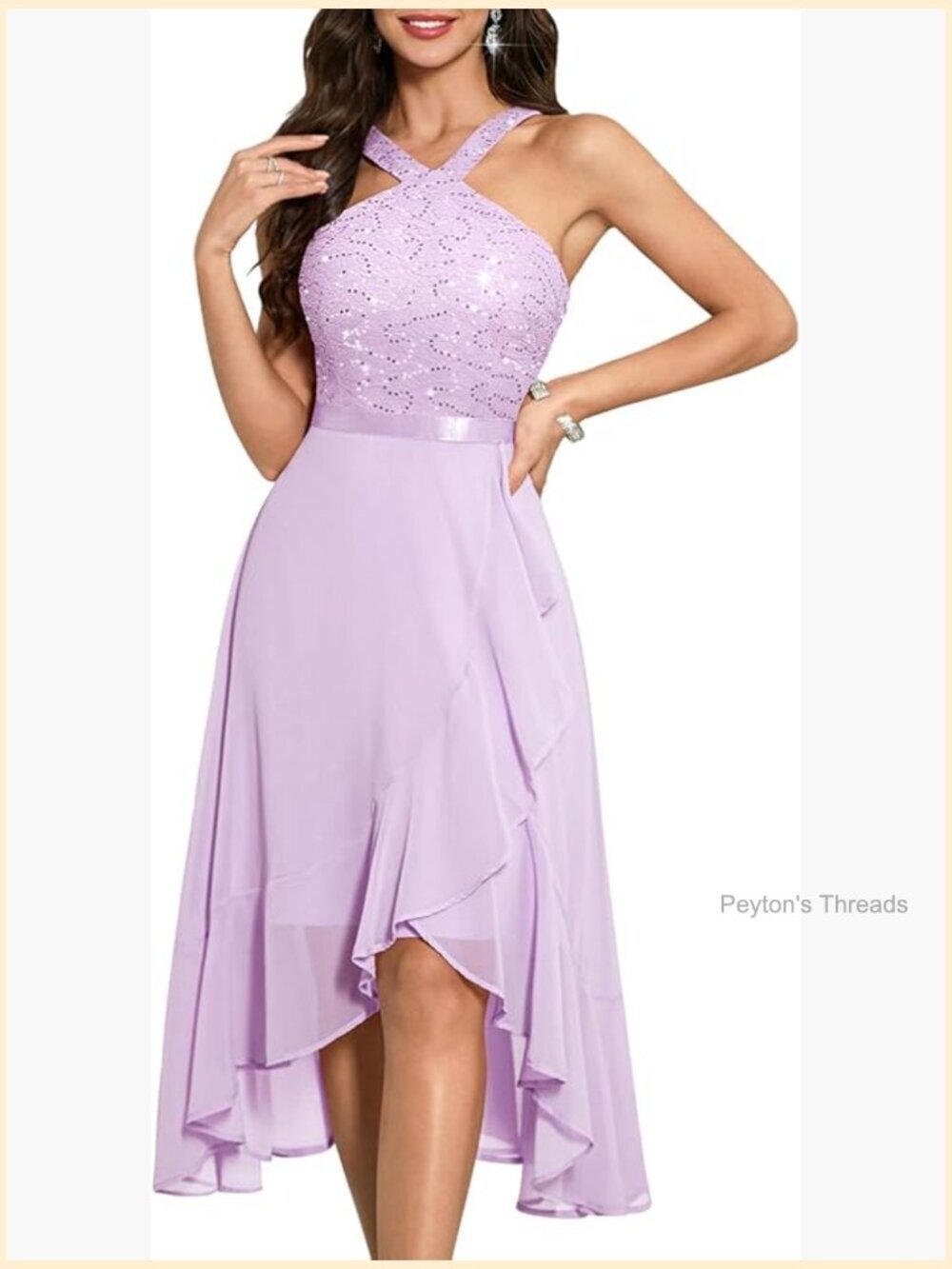 Halter Cocktail Dress Sequin Hi-Lo Formal Prom Wedding Guest Bridesmaid